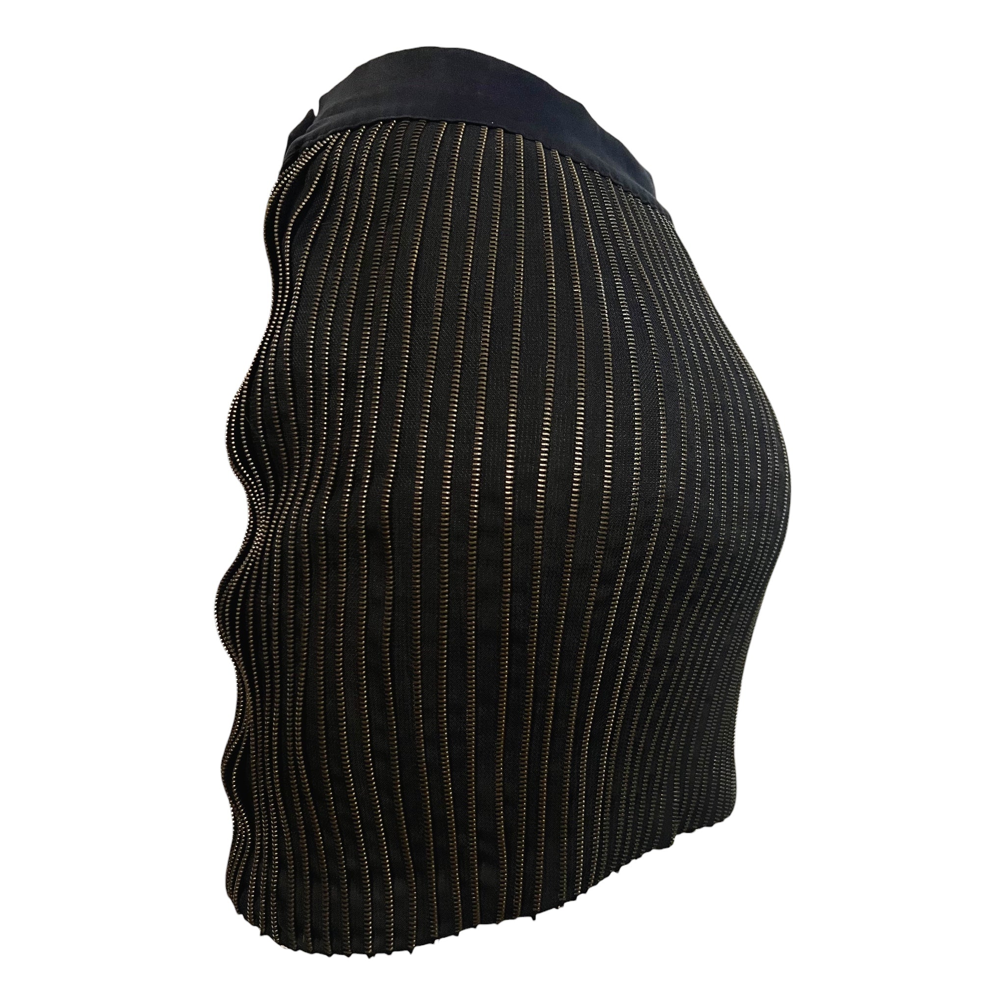 Moschino 1990's Charcoal Zipper Mini Skirt, slight side back