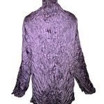 Issey Miyake Eggplant Purple Crinkle Pleat Mock Turtleneck Blouse, back