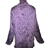 Issey Miyake Eggplant Purple Crinkle Pleat Mock Turtleneck Blouse, back