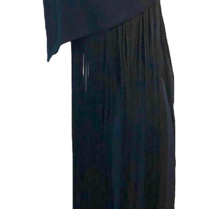 Syano 60s Black Cocktail Dress with Long Fringe Skirt SIDE 2 of 4