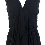  Elie Saab Black Silk Gown with Gold and Silver Embellished Capped Sleeves, bust to waist drape