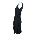 Versace S/S 2004 Charcoal Black Ruffled Jersey Mini Dress, side