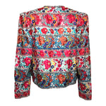 1940s Colorful  Ribbon Embroidered Floral Jacket With Sequin Trim, back