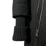 Transit Charcoal Wool Coat With Knit Sweater Sleeves, cuff
