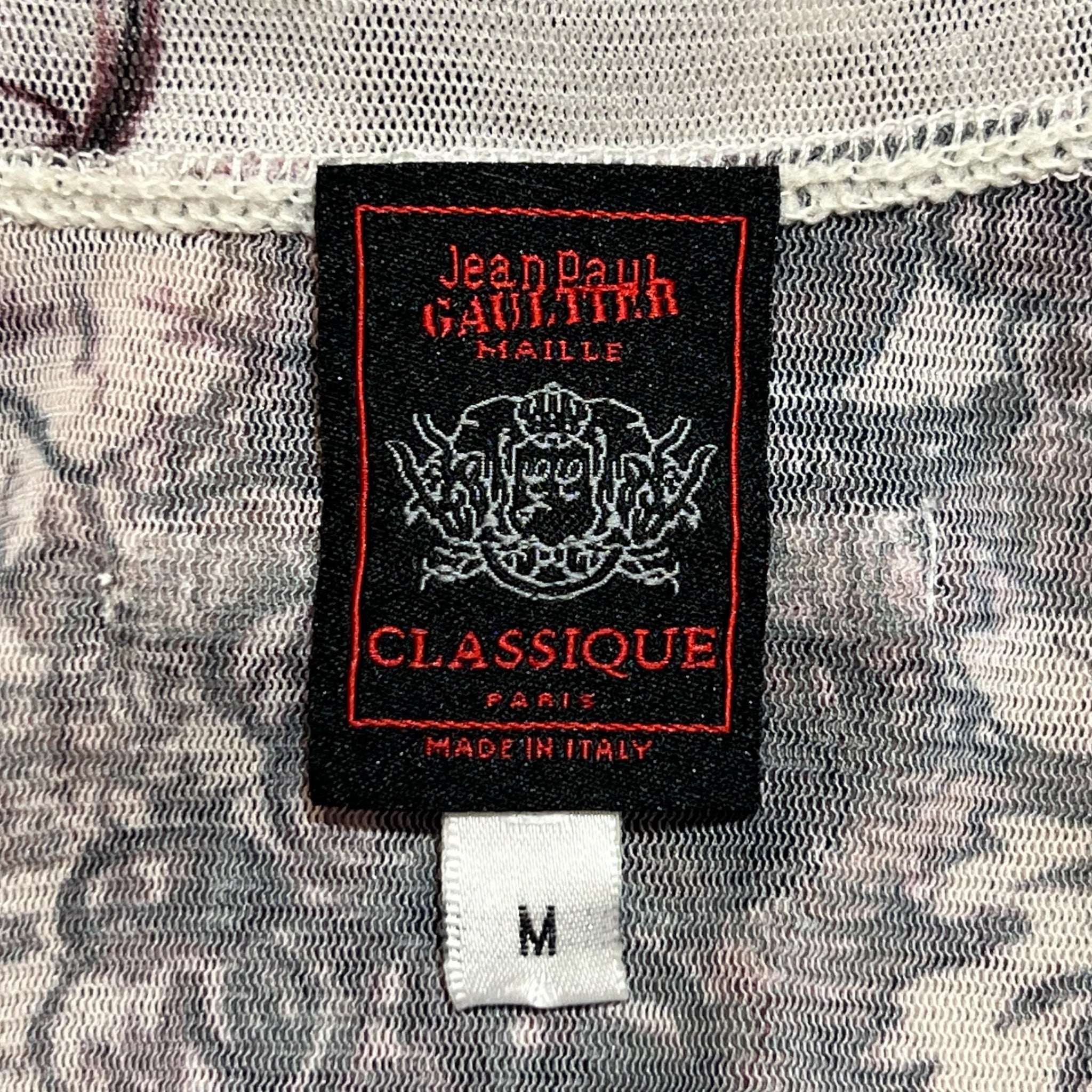 Gaultier Classique Y2K Mesh Grape Leaf Print Tank Dress, label