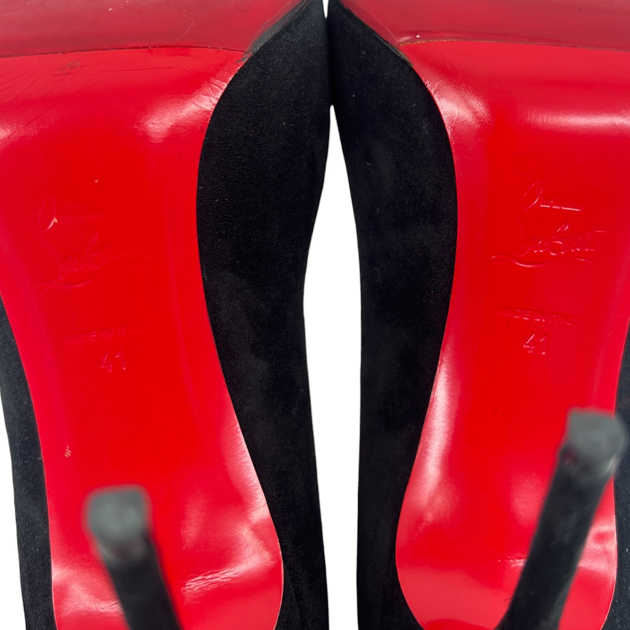 Christian Louboutin Pigalle Follies Classic Black Veau Velour Pumps, sole
