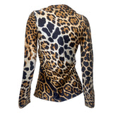 Yves Saint Laurent by Tom Ford S/S 2002 Silk Jaguar Print Long Sleeve Blouse, back