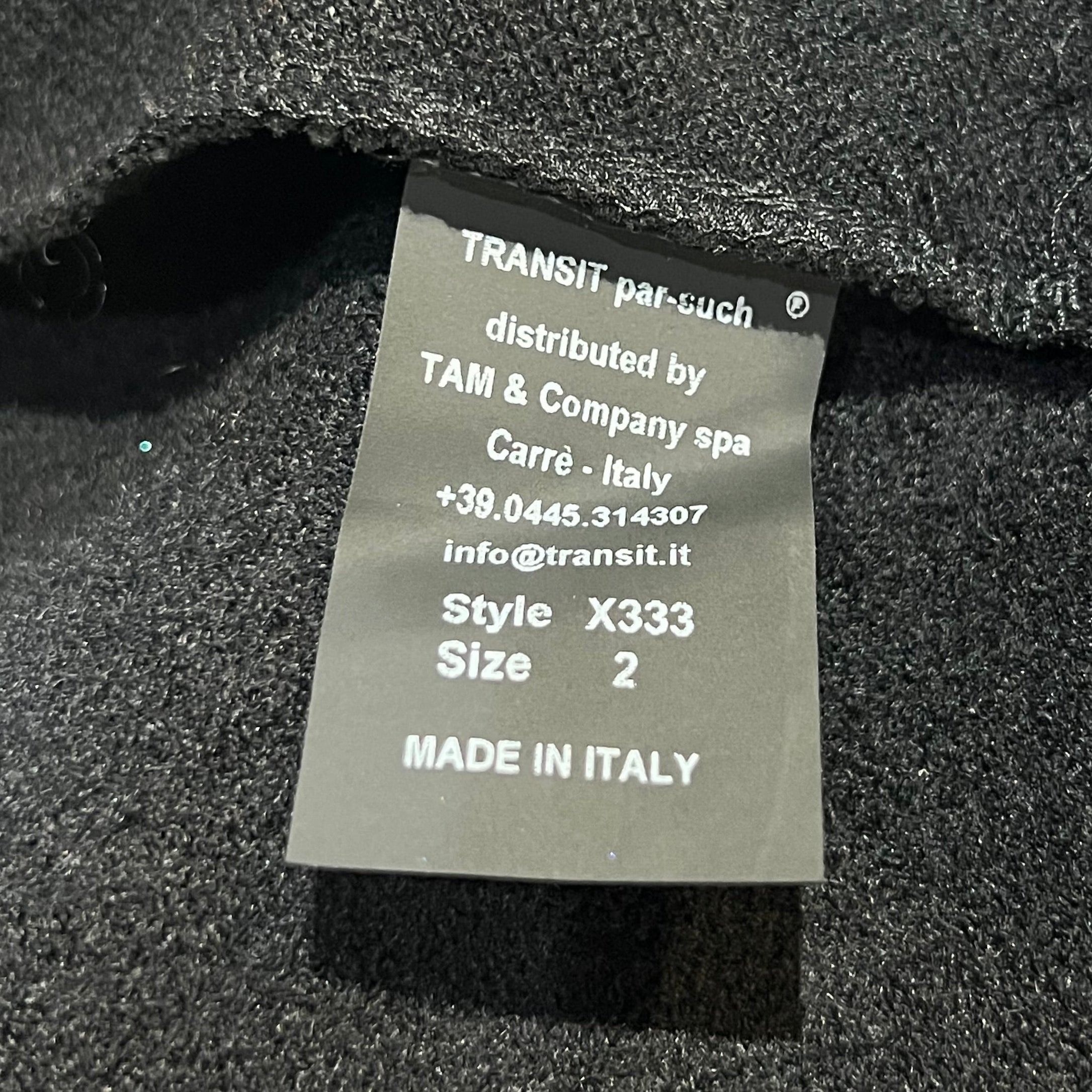 Transit Charcoal Wool Coat With Knit Sweater Sleeves, tag