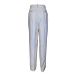 Chanel 1980's Classic White Linen High Waisted Trousers, back