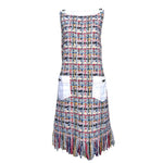 Chanel S/S 2015 Multicolored Boucle Tweed Fringed Hem Dress