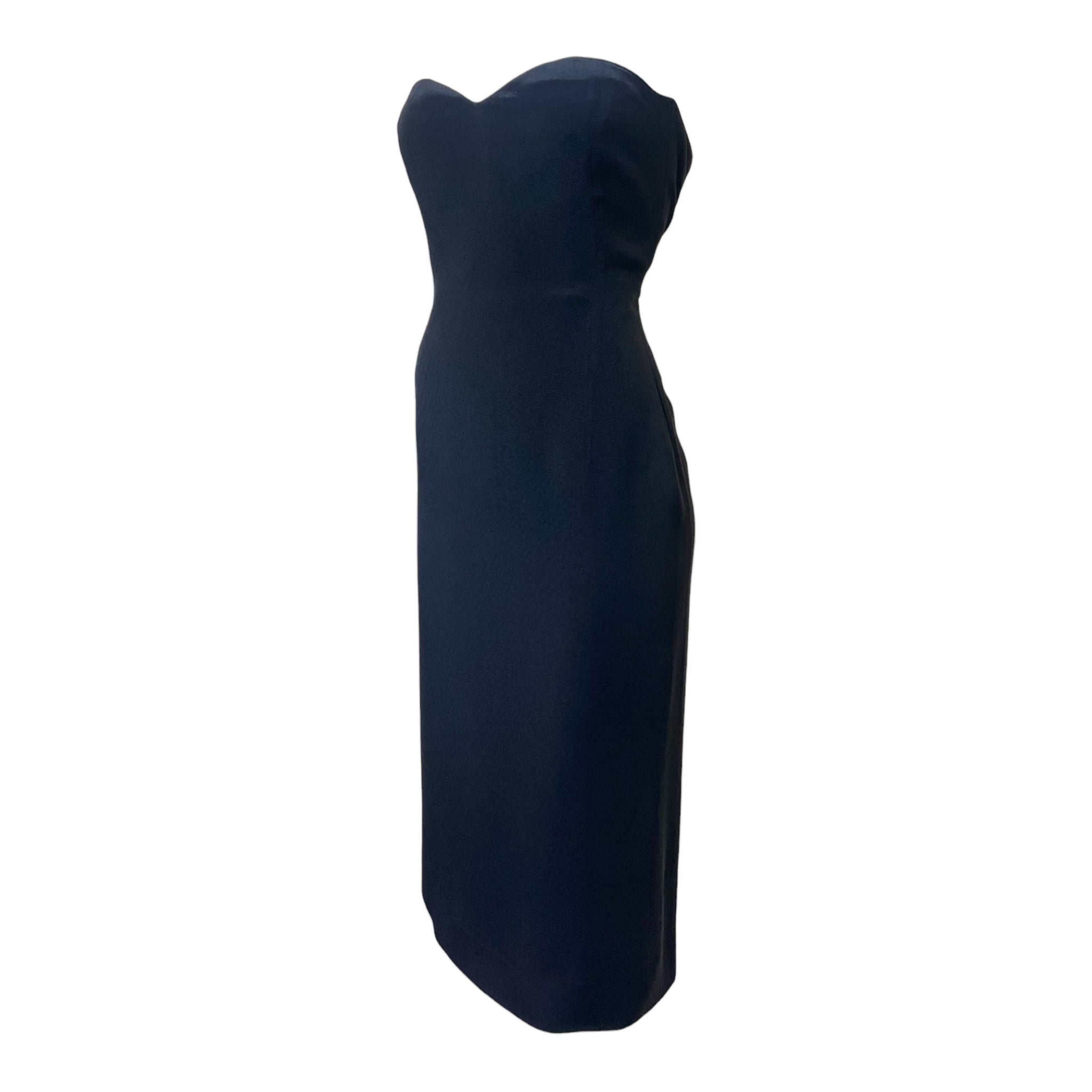 Scherrer Black Strapless Silk Crepe Cocktail Dress, slight side