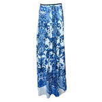 Roberto Cavalli 2000s Blue and White Porcelain Print Ensemble, skirt