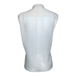 Christian Dior 2000's Cream Silk Pleat Front Button Up Sleeveless Blouse, back