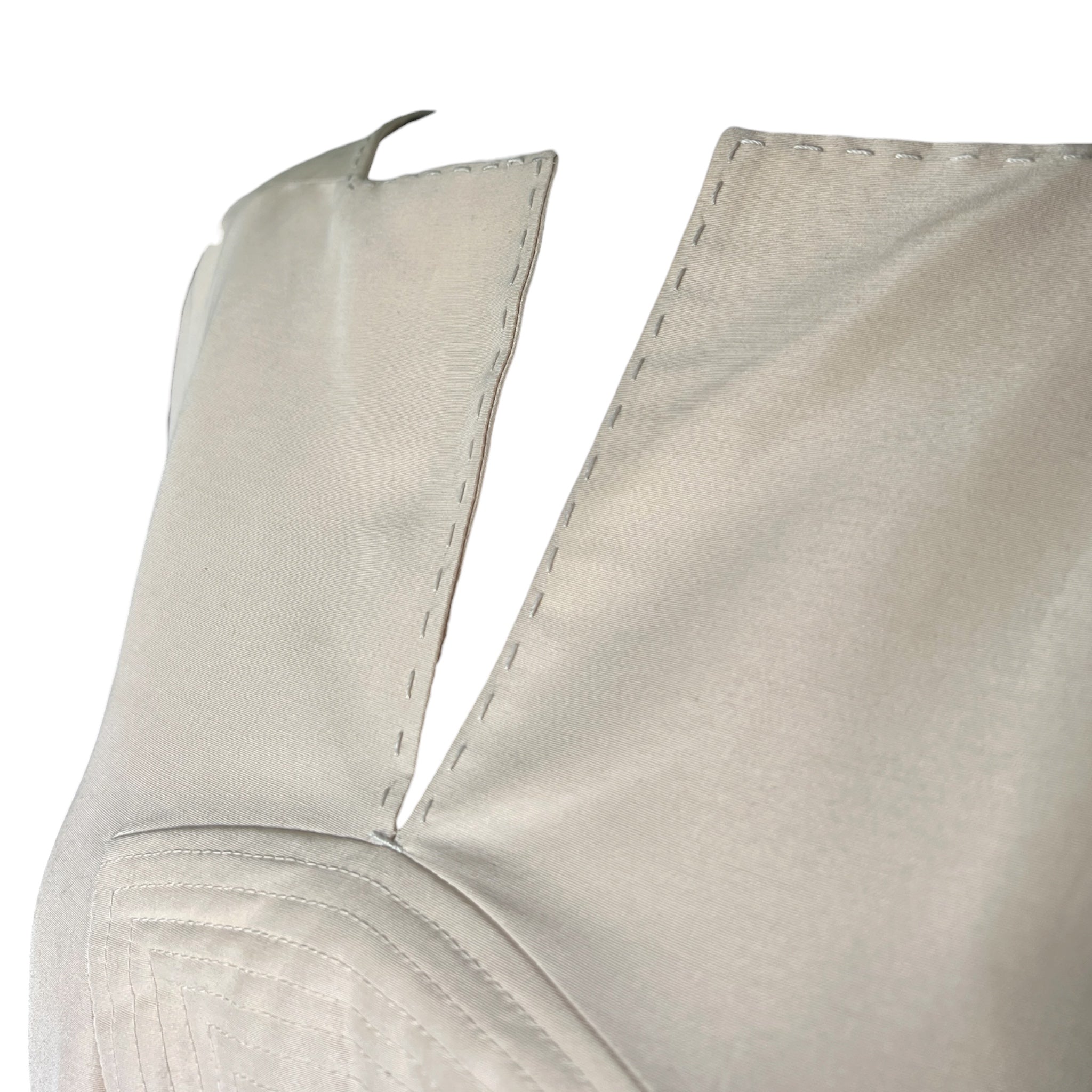 Chado Ralph Rucci S/S 2009 Champagne Silk Trapunto Dress, V neck