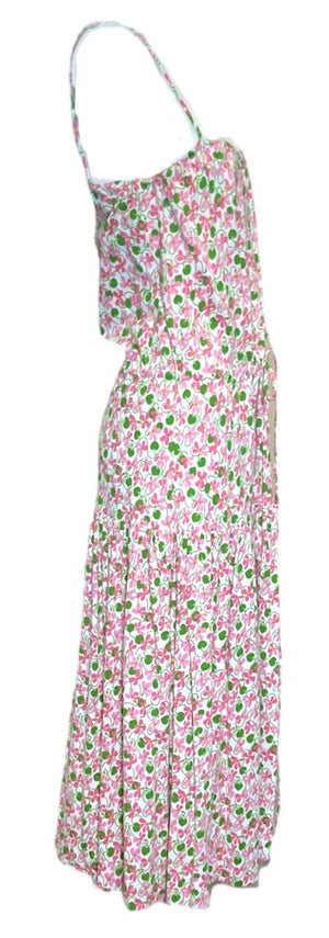 Diane von Furstenberg  Unlabeled 70s Pink Floral Cotton Summer Dress with Wrap SIDE 2 of 6