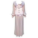 Galanos Early 1980's Pink Silk Three Piece Skirt Suit Evening Ensemble