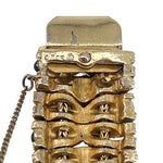 Ciner 1960's Jewels of India Green Cabochon and Rhinestone Gold Plated Necklace and Bracelet Set, stamp