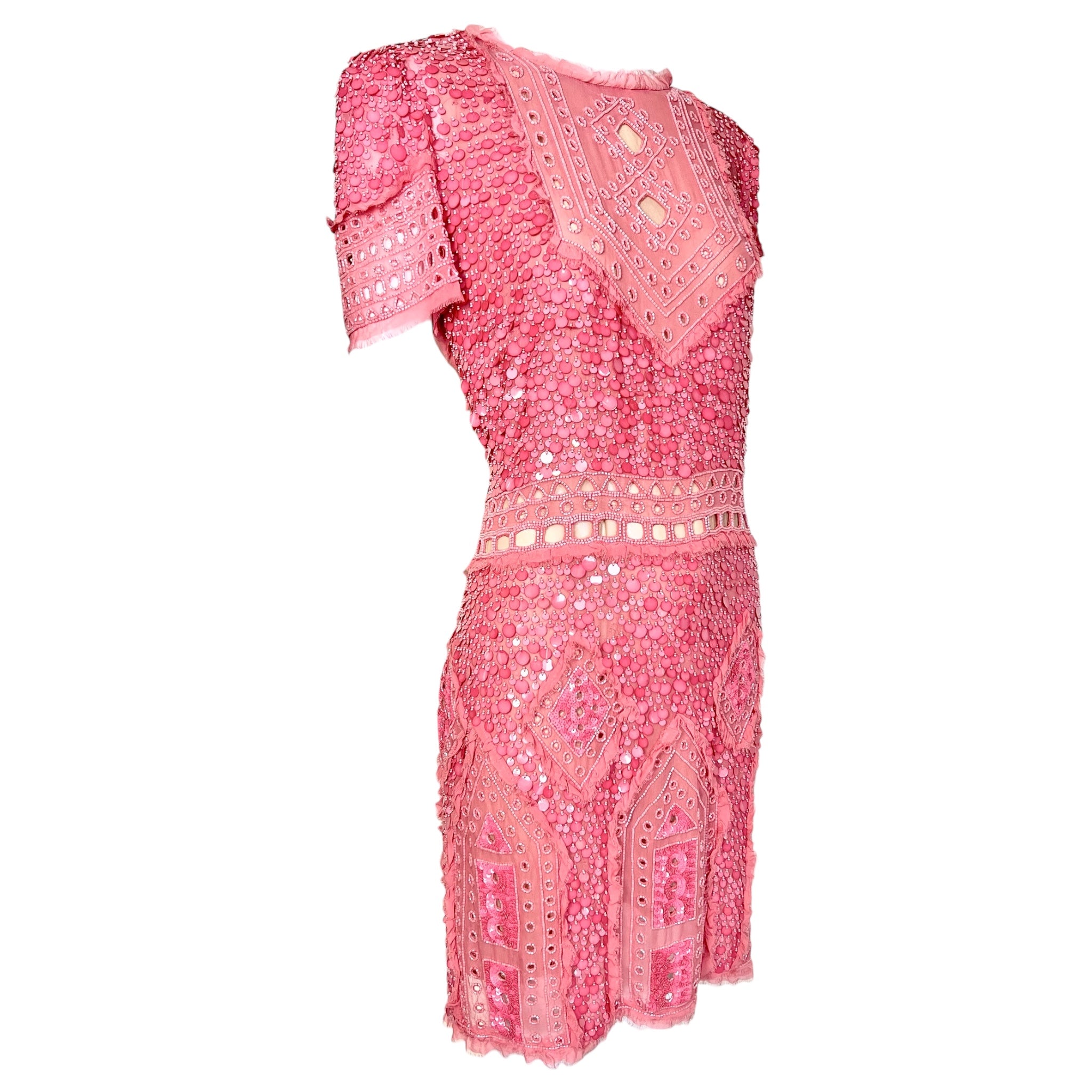 Emilio Pucci Resort 2012 Pink Sequin Beaded Mini Dress, NWT  Side