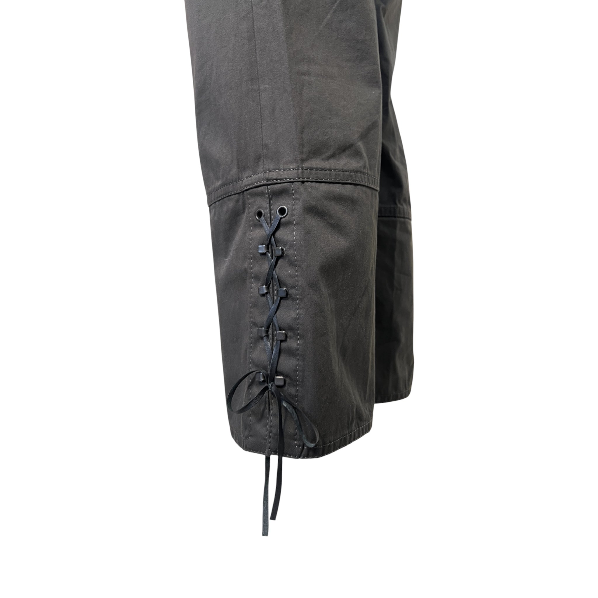 Gucci Y2K Cotton Dark Charcoal Brown Blend Pirate Pants, lace up detail