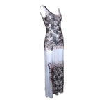 Gaultier Classique Y2K Mesh Grape Leaf Print Tank Dress, slight side