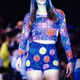 VERSACE 90 年代全串珠不对称图案套装