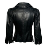 Fendi 2000's Black Leather Jacket with Patch Pockets, back