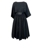 Galanos 1950's Black Raw Silk Fit and Flare Sleeved Day Dress
