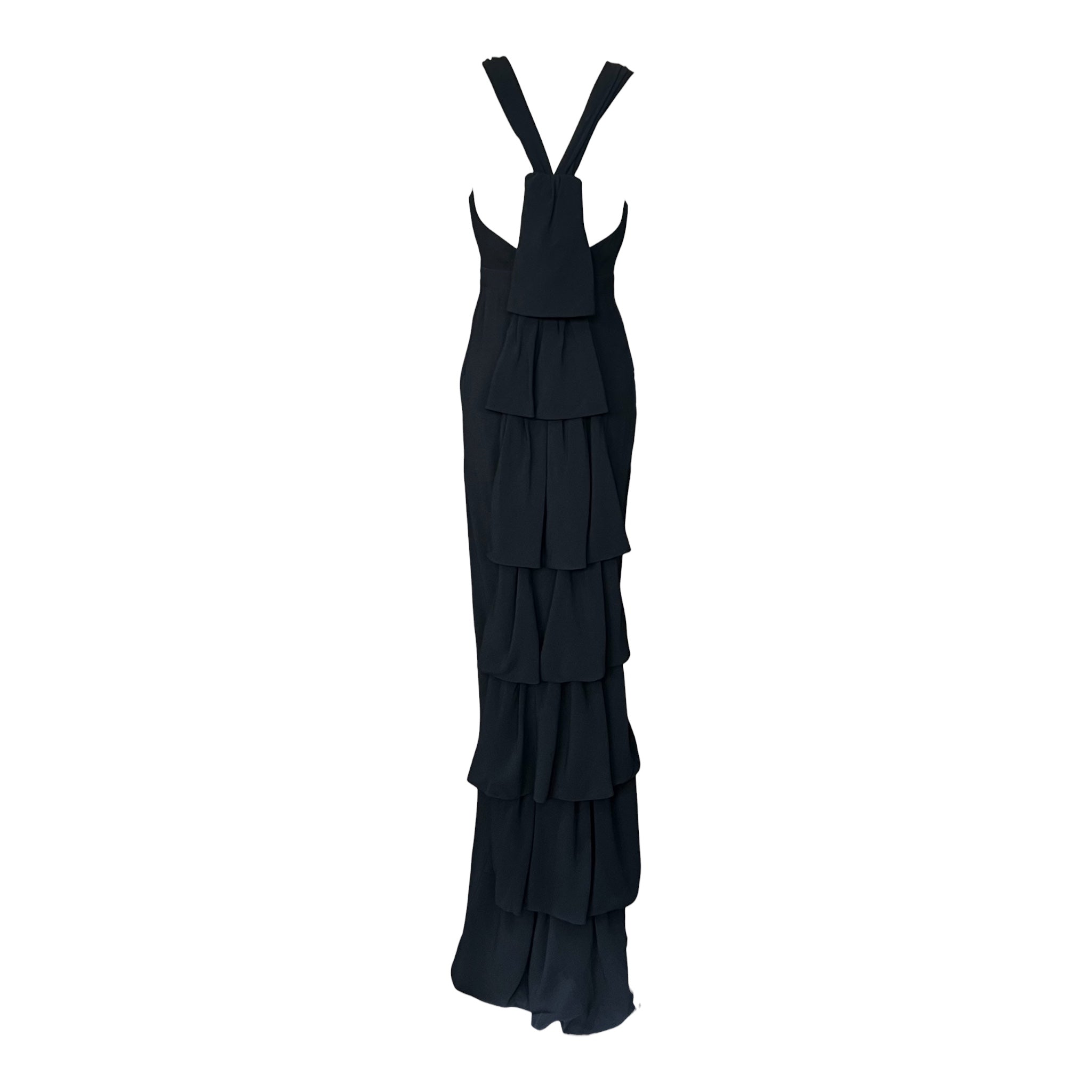 DSquared2 F/W 2013 Black Crepe Waterfall Back Evening Gown THE WAY WE WORE DSquared2 F/W 2013 Black Crepe Waterfall Back Evening Gown THE WAY WE WORE