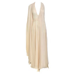 Vionnet 2010's Champagne Silk Crepe Bias Halter Gown with Partial Cape, cape sleeve