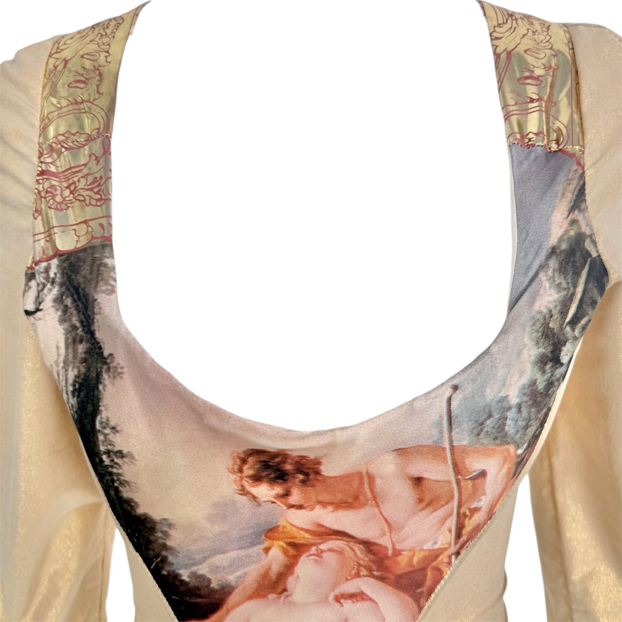 Vivienne Westwood A/W 1990-91 "Portrait" Collection Long Sleeve Gold Corset Top, neckline