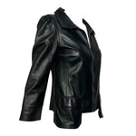 Fendi 2000's Black Leather Jacket with Patch Pockets, slight side