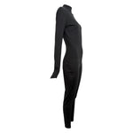 Thierry Mugler ACT IV 1990's Black Full Body Mock Neck Cat Suit, side