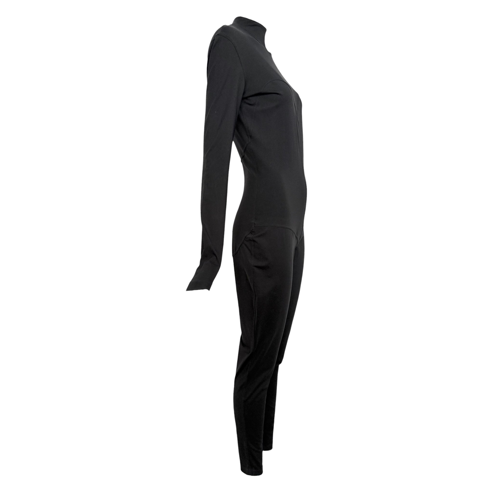 Thierry Mugler ACT IV 1990's Black Full Body Mock Neck Cat Suit, side
