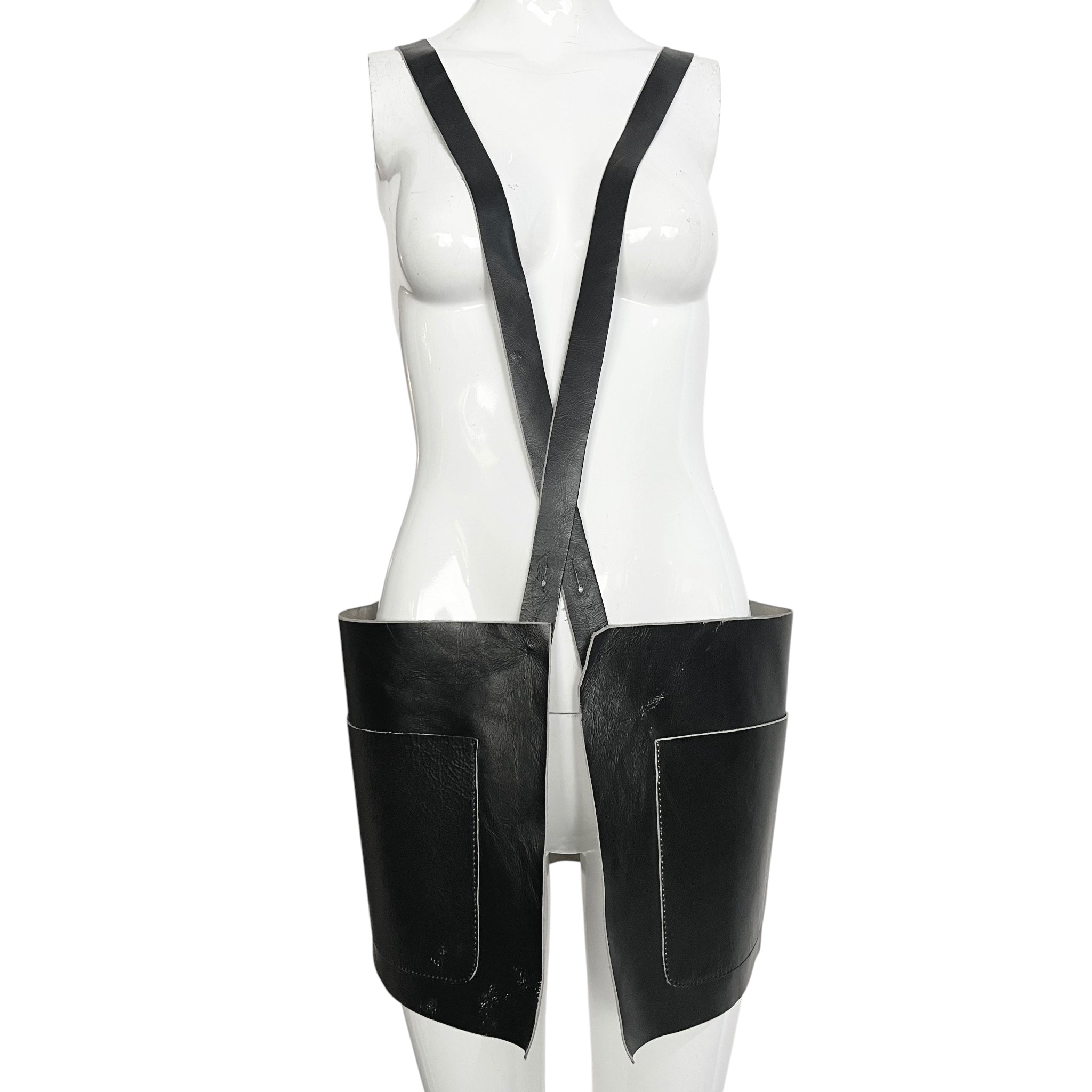 Maison Martin Margiela A/W 1999 Black Leather Utilitarian Pinafore Apron