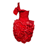 Christian Dior A/W 1985 Red Silk Taffeta Flounce Dress, side