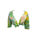 Sophie of Saks Pastel Watercolor Silk Floral Chiffon Gown with Matching Jacket JACKET FRONT 5 of 8