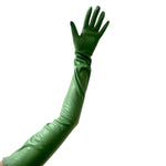 Gasper Gloves Green Leather Arm Length Gloves with Zipper, back