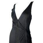 Versace S/S 2004 Charcoal Black Ruffled Jersey Mini Dress, bodice slight side