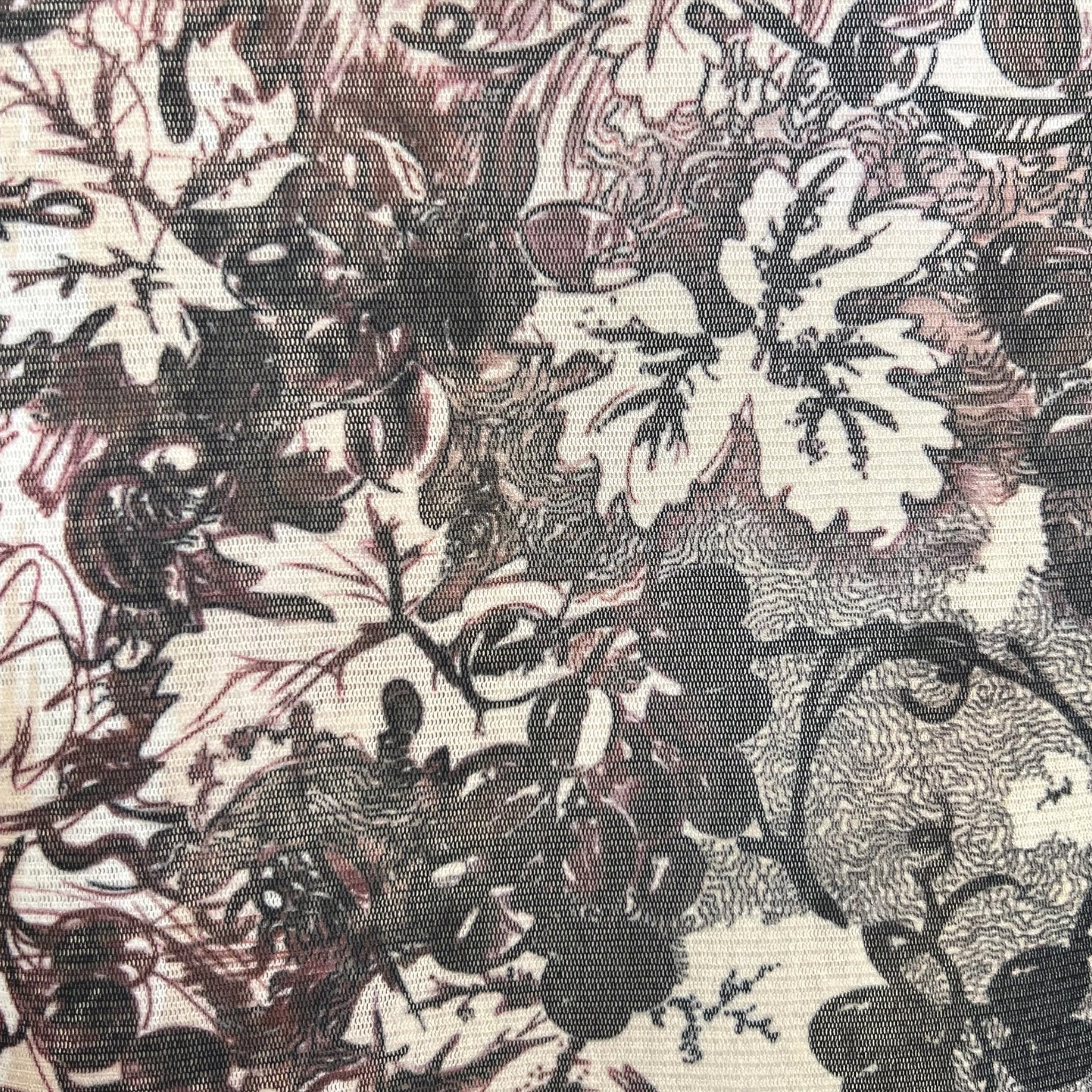 Gaultier Classique Y2K Mesh Grape Leaf Print Tank Dress, detail