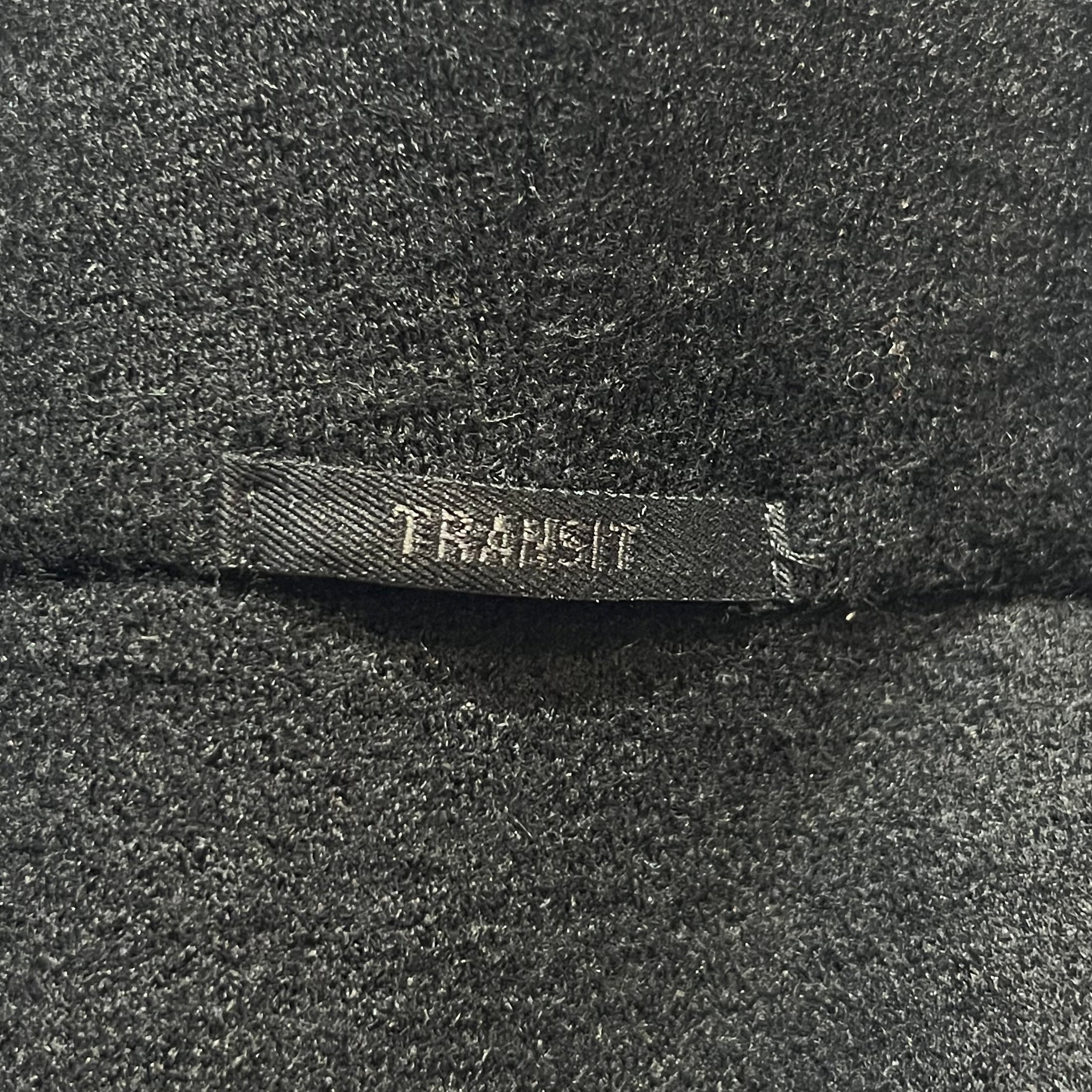 Transit Charcoal Wool Coat With Knit Sweater Sleeves label