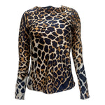 Yves Saint Laurent by Tom Ford S/S 2002 Silk Jaguar Print Long Sleeve Blouse