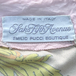 Emilio Pucci 1970's Pale Peach Pastel Printed Silk Jersey Mini Dress, tag