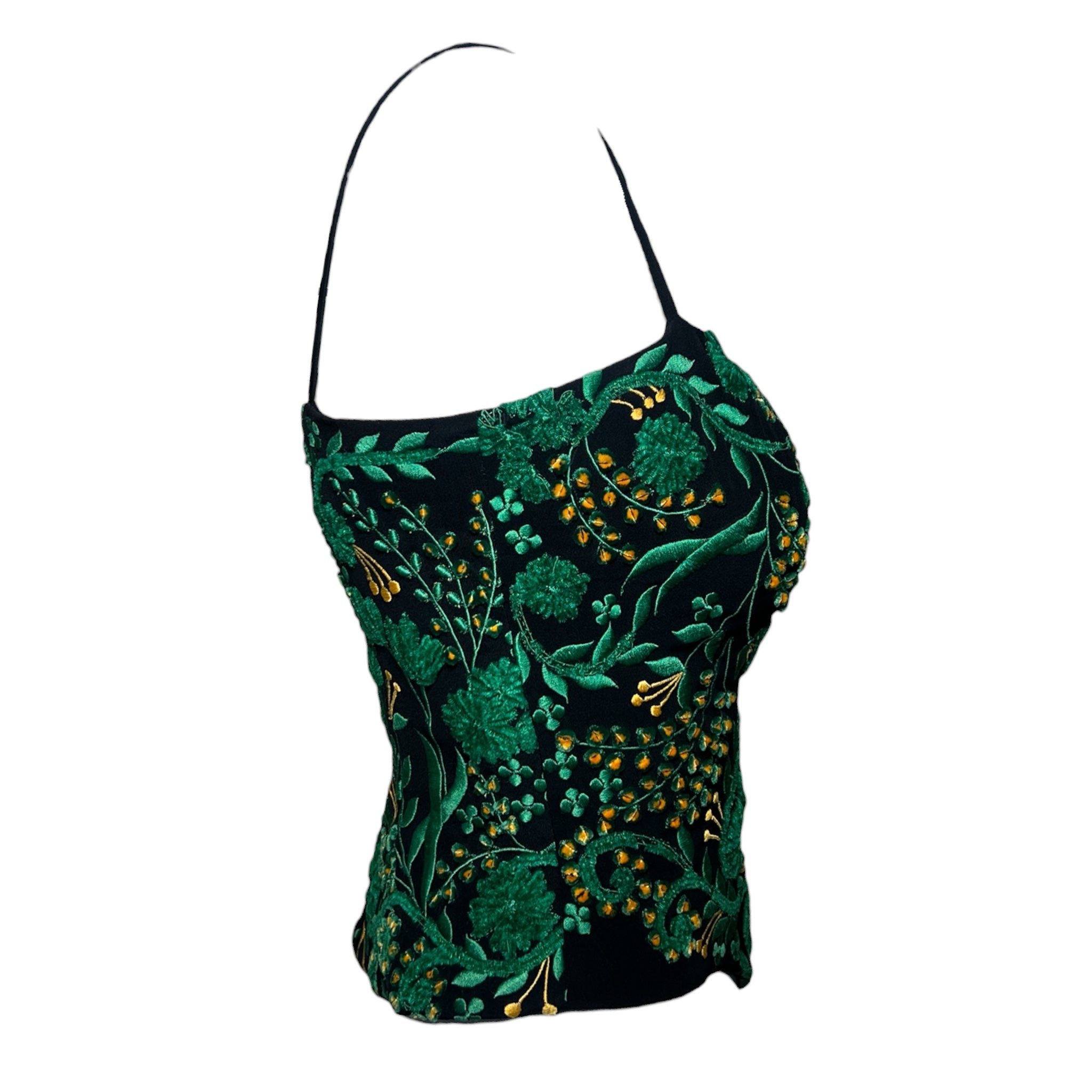 Fe Zandi 1990s 3D Embroidered Floral Corset Camisole, side