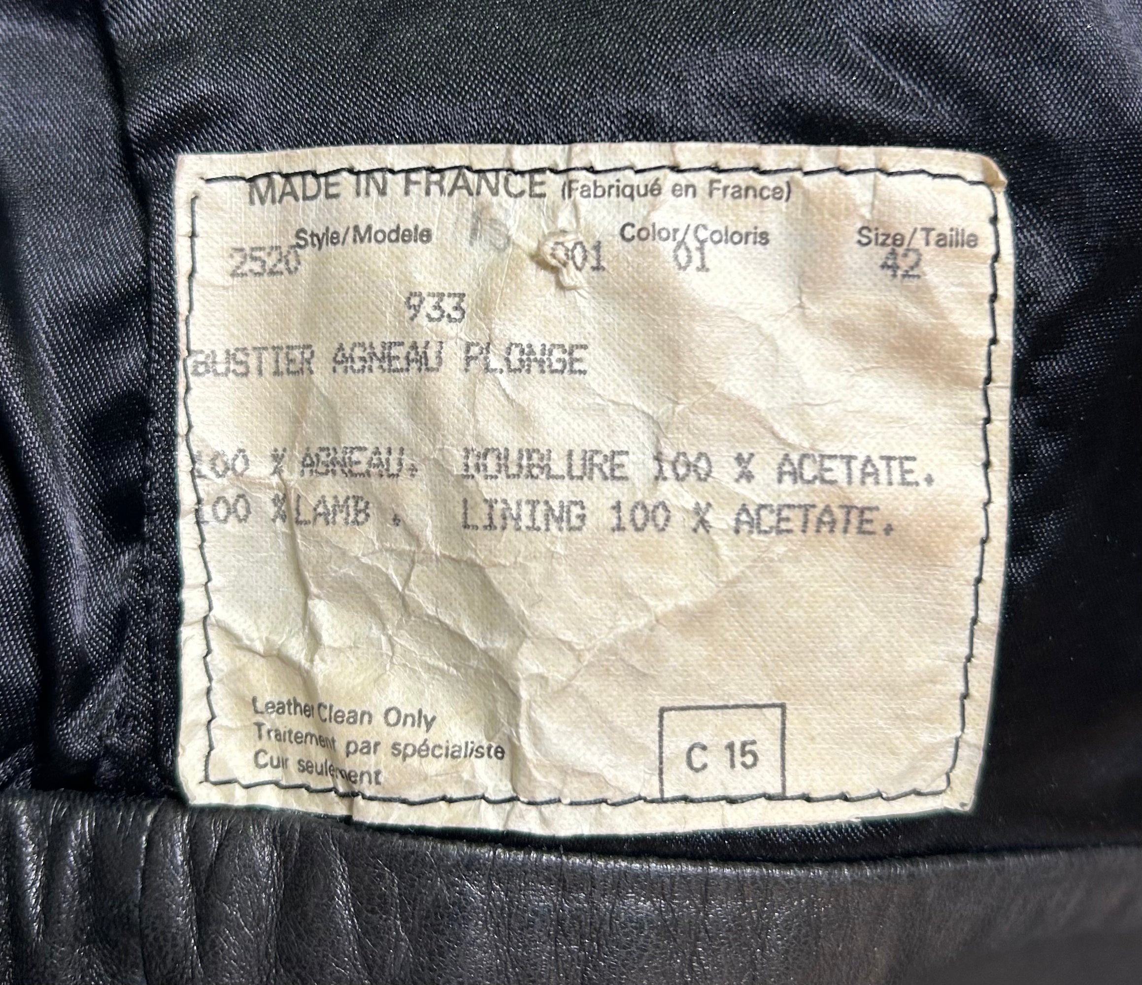 Montana Black Leather Bustier Zip Up with Snap Belt LABEL PHOTO 6 OF 6