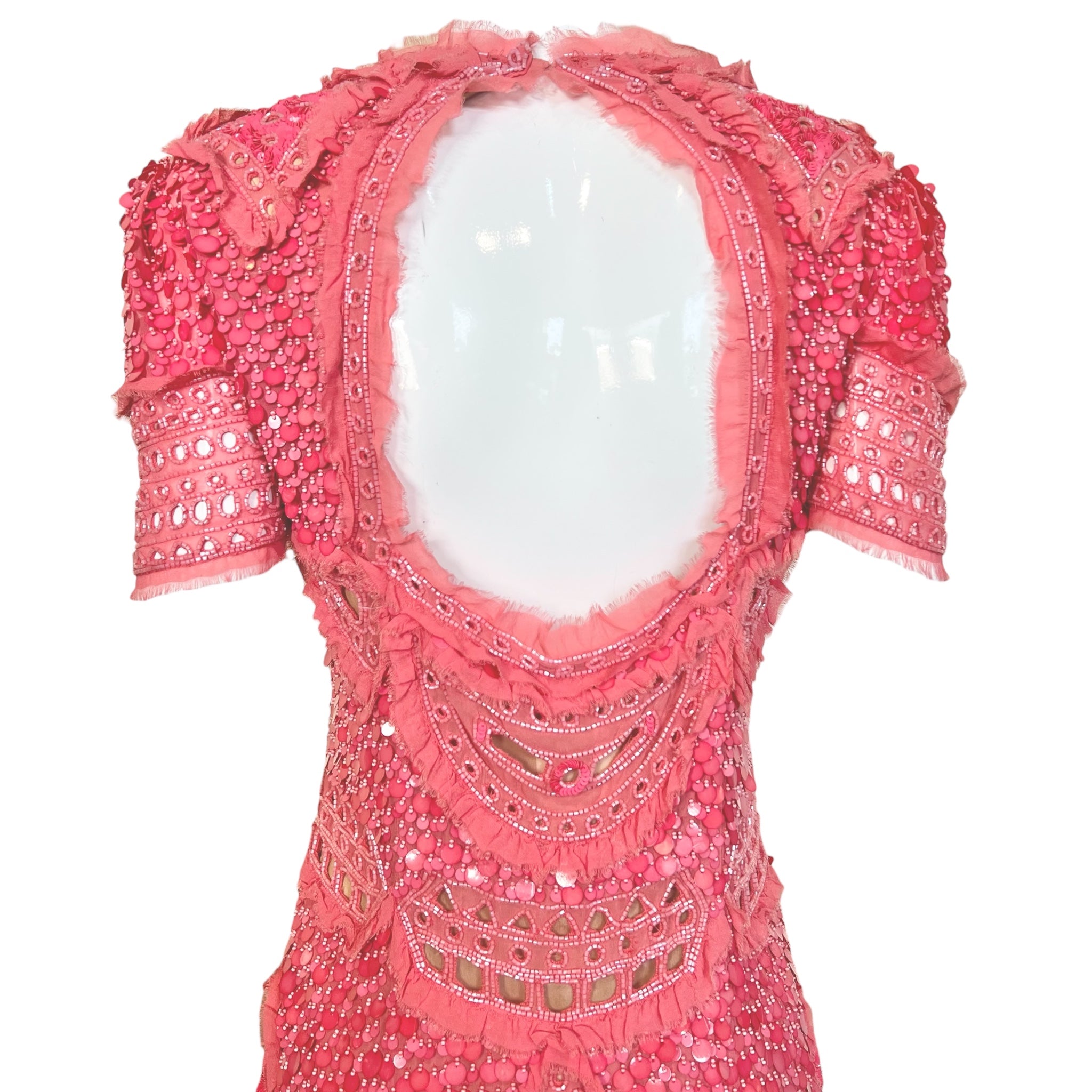 Emilio Pucci Resort 2012 Pink Sequin Beaded Mini Dress, NWT Back top