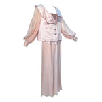 Galanos Early 1980's Pink Silk Three Piece Skirt Suit Evening Ensemble, side