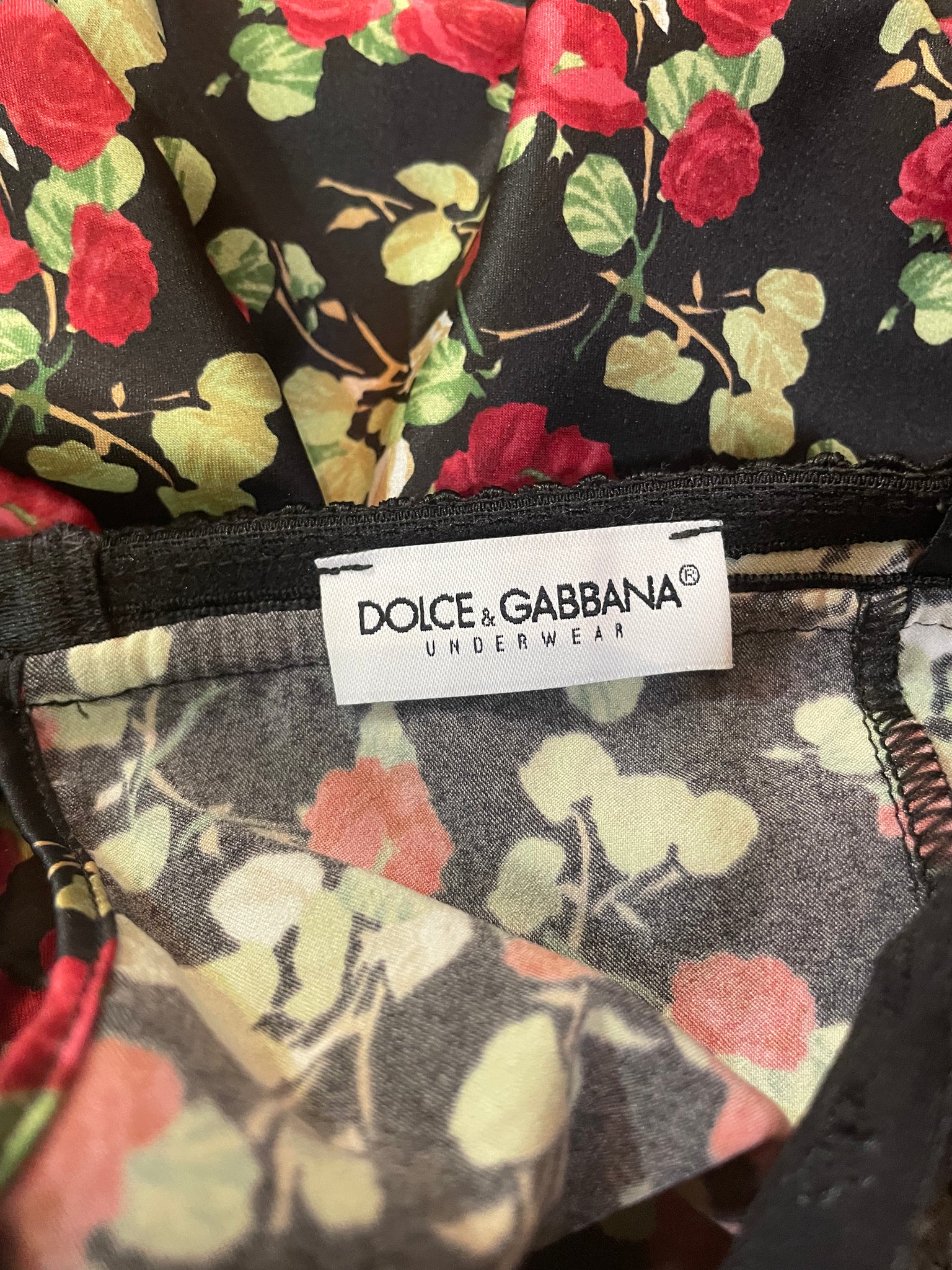 Dolce & Gabbana Y2K Rose Print Camisole with Black Lace Trim LABEL 4of 4