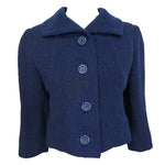 Christian Dior Spring 1963 Navy Blue Boucle Wool Skirt Suit, jacket