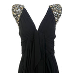  Elie Saab Black Silk Gown with Gold and Silver Embellished Capped Sleeves, top