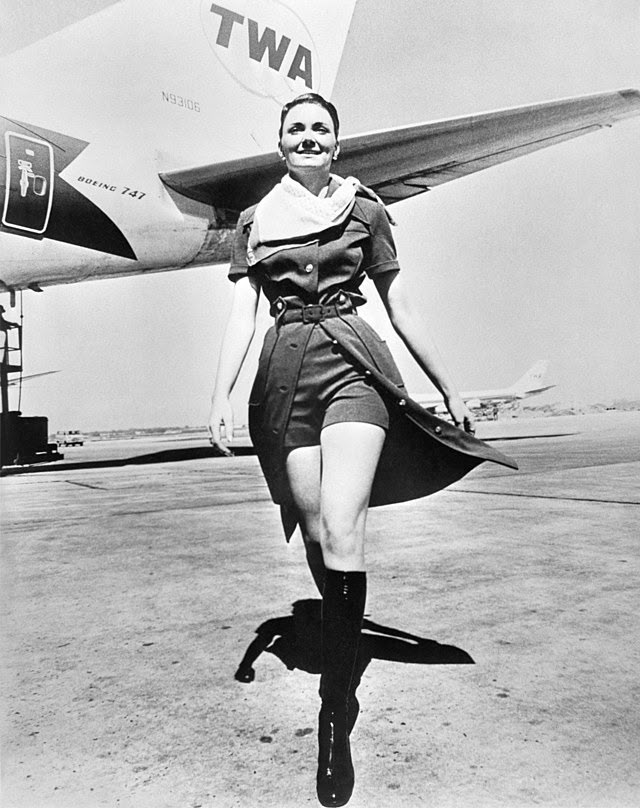 Valentino 1970's Purple Three Piece TWA Flight Attendant Uniform , ad
